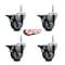 Service Caster 35 Inch Gray Polyurethane Wheel Swivel 34 Inch Threaded Stem Caster Set with Brake SCC SCC-TS20S3514-PPUB-PLB-34212-4 - alternate 2